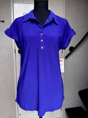 Women's Short Sleeve Blouse - Royal Blue
